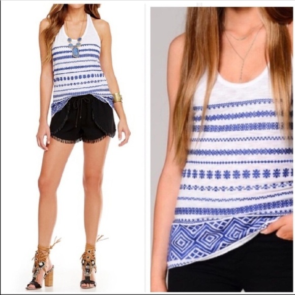 Sam Edelman Tribal Embroidered Print Tank Top - Picture 1 of 7